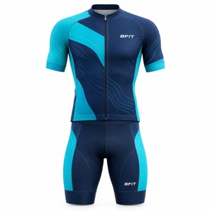 Ensemble de maillot et short de cyclisme pour homme, rembourré, fermeture éclair intégrale, respirant, uniforme de vélo pour la course sur route et l'entraînement - Product Image 1