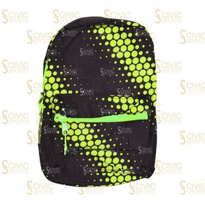 Sac à dos tendance à motif de points, noir et vert lime, fermeture éclair, sac unisexe, capacité 20-35L, en polyester - Product Image 1
