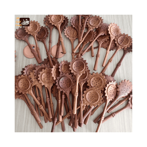 Cuillères à soupe en bois naturel de qualité alimentaire, design vintage écologique, manche long, réutilisables, ustensiles de cuisine en gros - Product Image 1