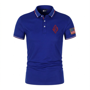 Camiseta de Verano para Hombre, Bordada, de Color Sólido, Manga Corta, Cuello Alto Informal, Corte Holgado, Estilo Europeo Americano - Product Image 5