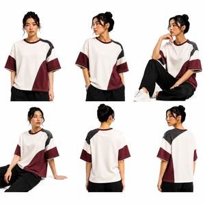 Womens Premium Cotton Boxy Tee Custom Relaxed Loose Fit Short Sleeve T Shirt Private Label OEM ODM Streetwear Apparel Supplier - Product Image 6