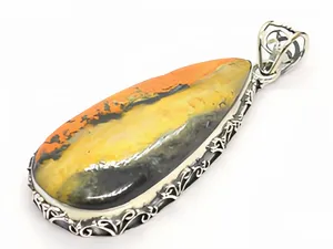 Colgante de energía curativa de Jaspe Abeja con brillo solar en plata de ley 925, unisex, estilo vintage para uso diario - Product Image 2