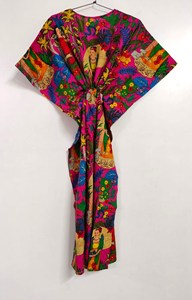Cotton Hand Block Printed Causal Summer <b>Kaftan</b> Cotton 100% Hand Block Printed <b>Kaftan</b> Printed Cotton <b>Kaftan</b> <b>Beach</b> Wear - Product Image 3
