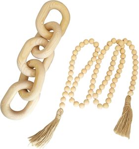 Wooden Chain Decor and Bead Boho Farmhouse <b>Rustic</b> Home Table Decor Coffee Table <b>Shelf</b> Aest - Product Image 1