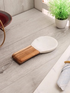 Soporte para cucharas de madera de acacia y mármol, soporte para utensilios de cocina de doble material hecho a mano para encimera y encimera - Product Image 3