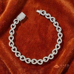Silver Gold Plated <b>Infinity</b> Link <b>Bracelet</b> with Moissanite Luxury Fine Chain for Women & Men-Party Engagement Gift Jewelry - Product Image 3
