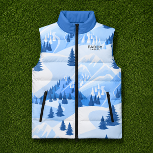 Gilet matelassé d'hiver personnalisé imprimé par sublimation, unisexe, avec motif montagne, sans manches, coupe-vent, chaud, pour activités de plein air - Product Image 2