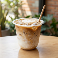 Vaso de Plástico PP Polipropileno en Forma de U de Grado Alimenticio, Estético, de 12 Oz, para Menú de Cafetería, Hecho en Indonesia