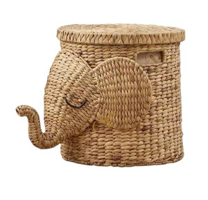 Cesta de Almacenamiento de Jacinto de Agua con Forma de Elefante Adorable, Contenedor Organizador de Juguetes Tejido con Forma de Animal para Habitación Infantil - Product Image 2