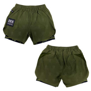 กางเกงต่อสู้แบบ2-in-1 BJJ MMA กางเกงขาสั้นแบบมีซับในแบบมีการบีบอัดในตัวกางเกงขาสั้นตาข่าย - Product Image 1