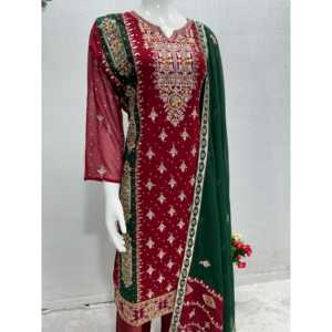 Ensemble haut magnifique et costume Plazzo pour femme avec Dupatta pour les fêtes - Product Image 6