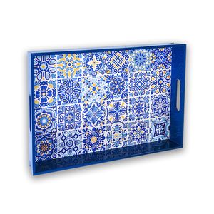 Plateaux de service en bois de manguier plus efficaces, couleur noyer, bordure avec autocollant émaillé, pour la cuisine et la salle à manger, usage polyvalent - Product Image 5