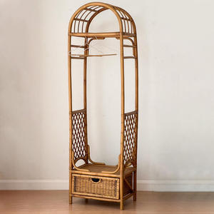 Porte-vêtements en rotin, support de rangement pour vêtements, tringle à vêtements artisanale en canne, organisateurs de chambre - Product Image 4