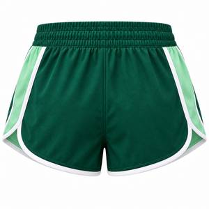 <b>Women's</b> High Waist Athletic Shorts Waterproof Breathable Eco-Friendly Quick Dry Sporty Drawstring Fit Regular Green <b>White</b> Trim - Product Image 3
