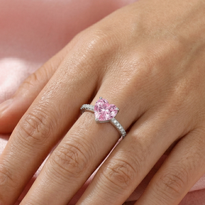 New Arrival Solid <b>925</b> Sterling <b>Silver</b> Rhodium Plated Pink Kunzite 8mm Heart Brilliant Cut Gemstone Prong Setting Third Party - Product Image 5