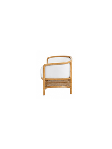 Canapé d'extérieur en rotin tropical deux places avec pieds solides et coussin blanc, design imperméable, mobilier de jardin - Product Image 5