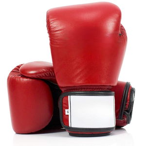 Guantes de boxeo de cuero rojo con cordones y correa ajustable para la muñeca, para adultos, equipo de entrenamiento - Product Image 4