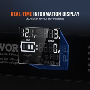 Onduleur à écran LCD 3000Watt DC 12V AC 120V 3 prises CA 2 ports USB 1 Type-C 10 fusibles de rechange Onduleur certifié CE FCC - Product Image 5