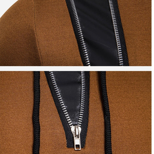 Sudadera con Capucha Personalizada para Hombre, Diseño con Cremallera de Color Sólido, Corte Ajustado, Informal, de Forro Polar, para Otoño, Manga Larga, de Algodón Tejido - Product Image 6