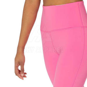 High Waist Pink <b>Leggings</b> Full <b>Length</b> Solid Color Stretch Knitted Women's Workout Pants All Seasons Basic Style - Product Image 4