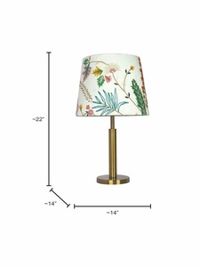 Lámpara de Mesa Metálica Botanical Bloom con Pantalla de Tela Floral Hecha a Mano, Acabado en Latón Antiguo, Iluminación Decorativa Acogedora - Product Image 5