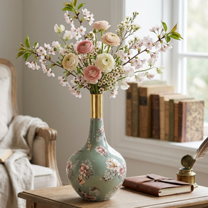Luxury Metal Flower Vase with <b>Printed</b> Design Decorative | Table Vase for Home Living Room Centerpiece Party Decor Gift Item - Product Image 1