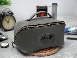 Neceser de Viaje de Cuero Genuino de Primera Calidad Personalizado, Estuche Vintage para Hombre, Bolsa de Aseo y Cosméticos LYG-0149 - Product Image 2