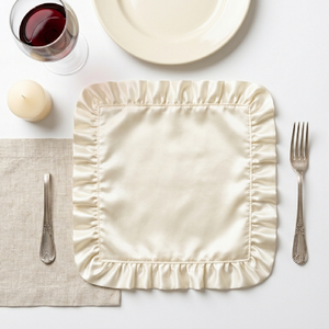 Premium Polyester Satin Dinner Napkins with Frill Border for Home Restaurant Wedding and Hospitality Fabric Dining <b>Table</b> Decor - Product Image 2