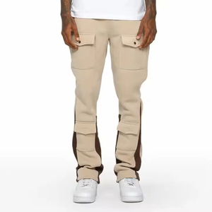 Pantalon évasé pour homme, fabriqué en usine, taille élastique, respirant, imprimé flamme et strass, pantalon de survêtement pour homme, collection automne, vente chaude - Product Image 1