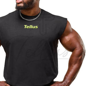 Camiseta sin mangas personalizada con cuello redondo y hombros anchos, corte holgado, tela de algodón ligera, con logo impreso, para hombre - Product Image 6