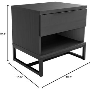 Comodino Moderno Nero con Un Cassetto e Ripiano Aperto, Tavolino da Camera da Letto Catania - Product Image 5