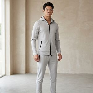 Conjunto Deportivo Gris para Hombre con Sudadera con Capucha y Cremallera Completa, Bolsillos Laterales y Pantalones a Juego, Ropa Deportiva Informal, Transpirable y Ligera para Invierno - Product Image 3