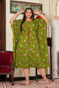 Vente en gros de kaftans en coton imprimé floral pour femmes enceintes, taille plus, manches kimono, col rond, vert, coupe ample, vêtements décontractés pour la grossesse - Product Image 6