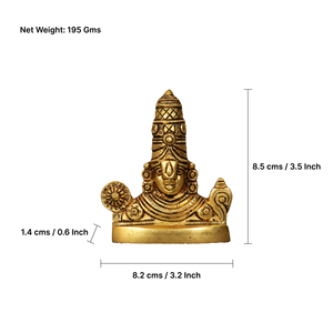 Busto de Latón Hecho a Mano del Dios Perumal (Venkateswara) para Decoración del Hogar, Regalo de Puja, 8.5 cm - Product Image 2