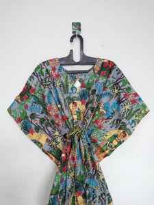 ชุดเดรสคาฟทันผ้าฝ้ายพิมพ์ลายอินเดียทำมือ สวมใส่สบาย เหมาะสำหรับชายหาด สไตล์โบโฮ - Product Image 2