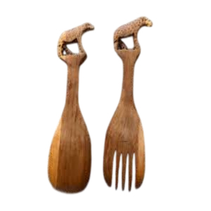 Handcrafted Olive Wood Salad Server Set Of 2 Wooden <b>Serving</b> <b>Spoons</b> And Fork Kitchen Utensils For Home & Restaurant In Low Price - Product Image 4