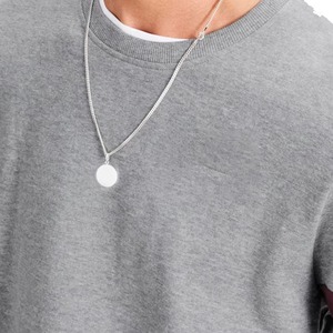 Men's Gray Crew Neck Sweatshirt Regular Fit Solid Color Knitted Pullover Autumn Casual Wear - Product Image 2