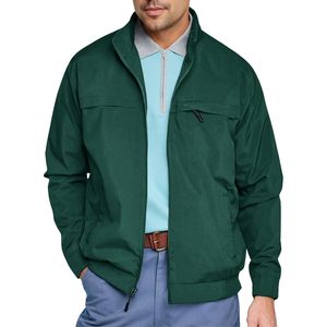 2025 veste de golf légère à glissière complète pour hommes avec col montant coupe-vent décontracté vêtements d'extérieur - Product Image 1