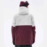Parka d'hiver unisexe à capuche bicolore avec fermeture à boutons-pression, poches utilitaires et poignets ajustables pour le froid