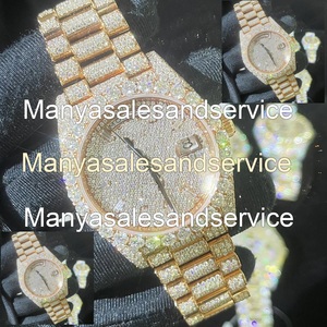 Luxury Iced VVS Rose Gold Diamond Moissanite Stainless Steel Analog Glass Dial Automatic Mechanical Movement <b>Case</b> 10 Bar <b>Watch</b> - Product Image 4