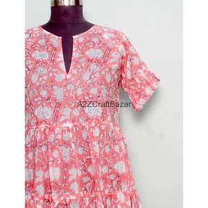 Ladies Summer 100% Pure Cotton Handmade Floral <b>Office</b> Lady Dress Comfortable Short Sleeve Mini Casual Wear Lightweight <b>Outfit</b> - Product Image 2