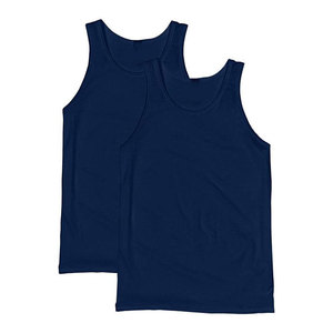 Men's Navy Blue Sleeveless Tank Top O-Neck Solid Color Casual Knitted Style - Product Image 1