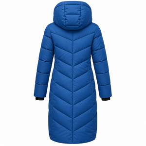 Chaqueta de plumón ligera y a la moda para mujer, parka larga azul con capucha, abrigo de invierno rosa liso con cierre de cremallera, chaqueta gruesa acolchada, fabricante - Product Image 5