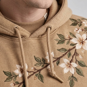 Men embroidered <b>hoodie</b> offers <b>soft</b> comfort warm wear and stylish embroidery for casual outings travel weekends and everyday use - Product Image 5