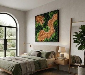 Décoration Murale en Mousse Naturelle Faite à la Main avec Cadre en Bois – Idéale pour Bureau et Salon - Product Image 3