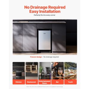 เครื่องทำน้ำแข็งสแตนเลสแบบตั้งพื้นใต้เคาน์เตอร์ ความจุ 25 ปอนด์/วัน พร้อมตัวนับในตัว ประตูแบบย้อนกลับได้ - Product Image 6