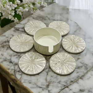 Mother Of Pearl Coaster <b>Placemat</b> Wedding and Gift Collection Multi Color MOP Wine Glass Coaster Best Selling - Product Image 5