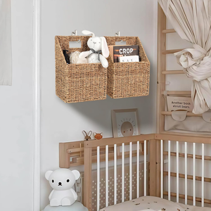 Wholesale Woven Eco-friendly Seagrass Hanging <b>Storage</b> <b>Basket</b> Decorative <b>Storage</b> <b>Baskets</b> for Organizing Files, Magazine, Books - Product Image 2