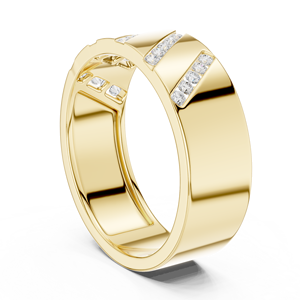 Men's Yellow Gold Lab Grown <b>Diamond</b> Wedding Band with Multi Row Channel Set Round <b>Diamonds</b>, Modern Luxury <b>Ring</b> - Product Image 2
