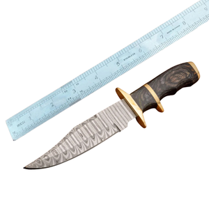 Couteau Bowie à pointe clip en acier Damas de Pasha Enterprises, manche en bois Pakka, lame pleine longueur, qualité industrielle, multifonctionnel, pour l'extérieur - Product Image 3